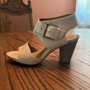 Clarks Beige Leather Heels